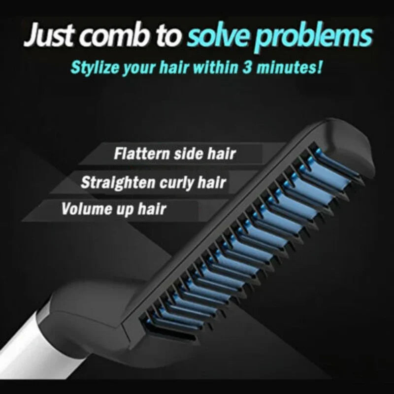 Men Quick Beard Straightener Styler Comb
