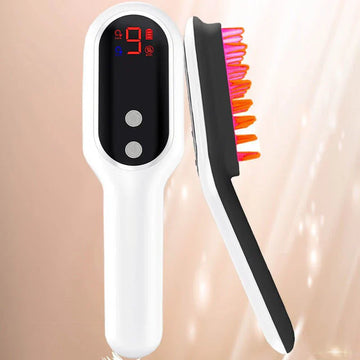 Electric Head Massager Magnetic Therapy Hair Growth Comb Blue Red Light Scalp Massage Brush Relieve Fatigue Pressure LED Display