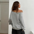 Women's Asymmetrical T-shirt With Slanted Shoulder Printed Letters And Pattern