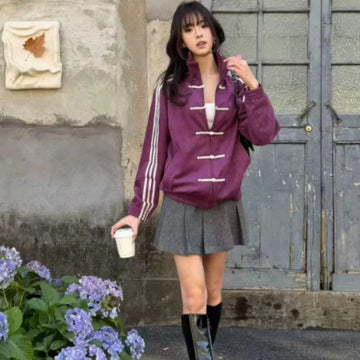 Women’s Striped Stand-Collar Sweatshirt