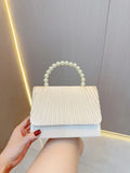 Women’s Elegant Pleated Pearl Evening Clutch
