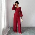 Women’s Elegant Puff-Sleeve Wide-Leg Jumpsuit